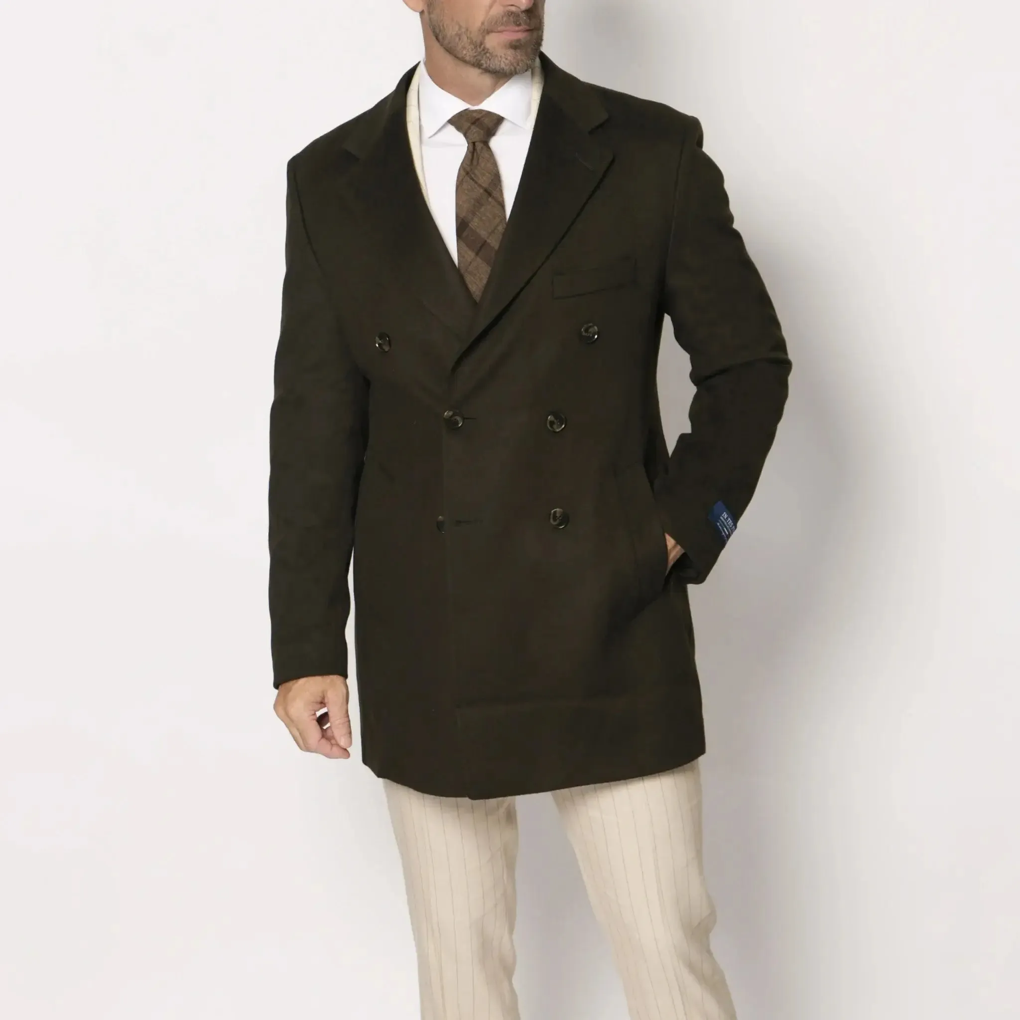 Men's Double-breasted Winter Coat Dark Olive