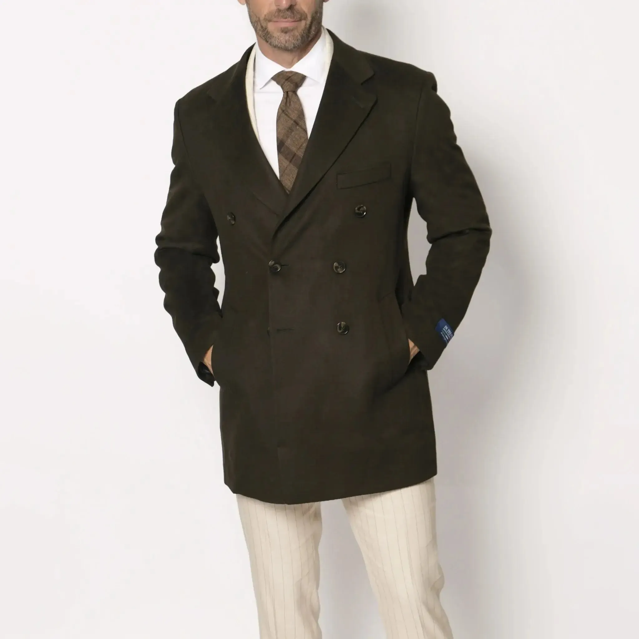 Men's Double-breasted Winter Coat Dark Olive