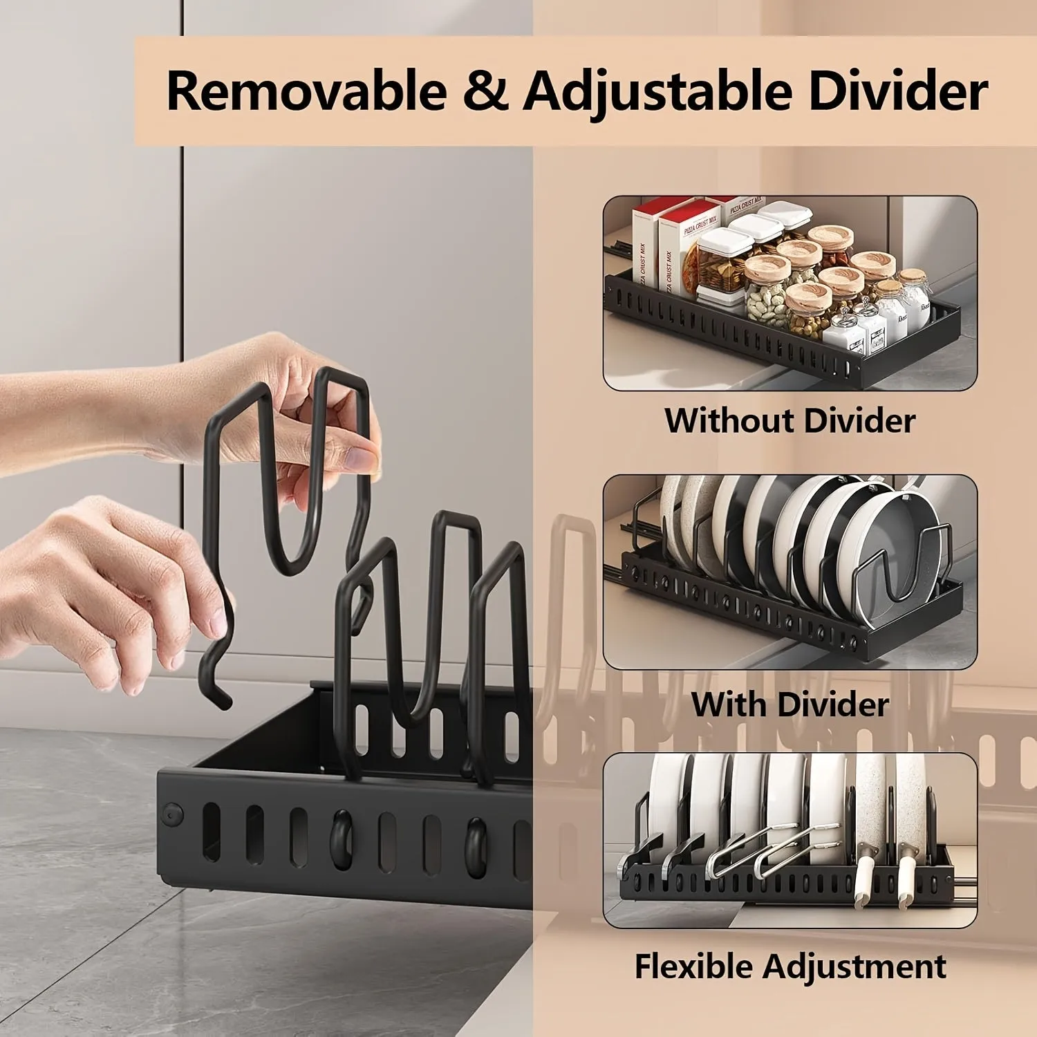 Metal Pull-Out Cabinet Organizer for Pots and Pans