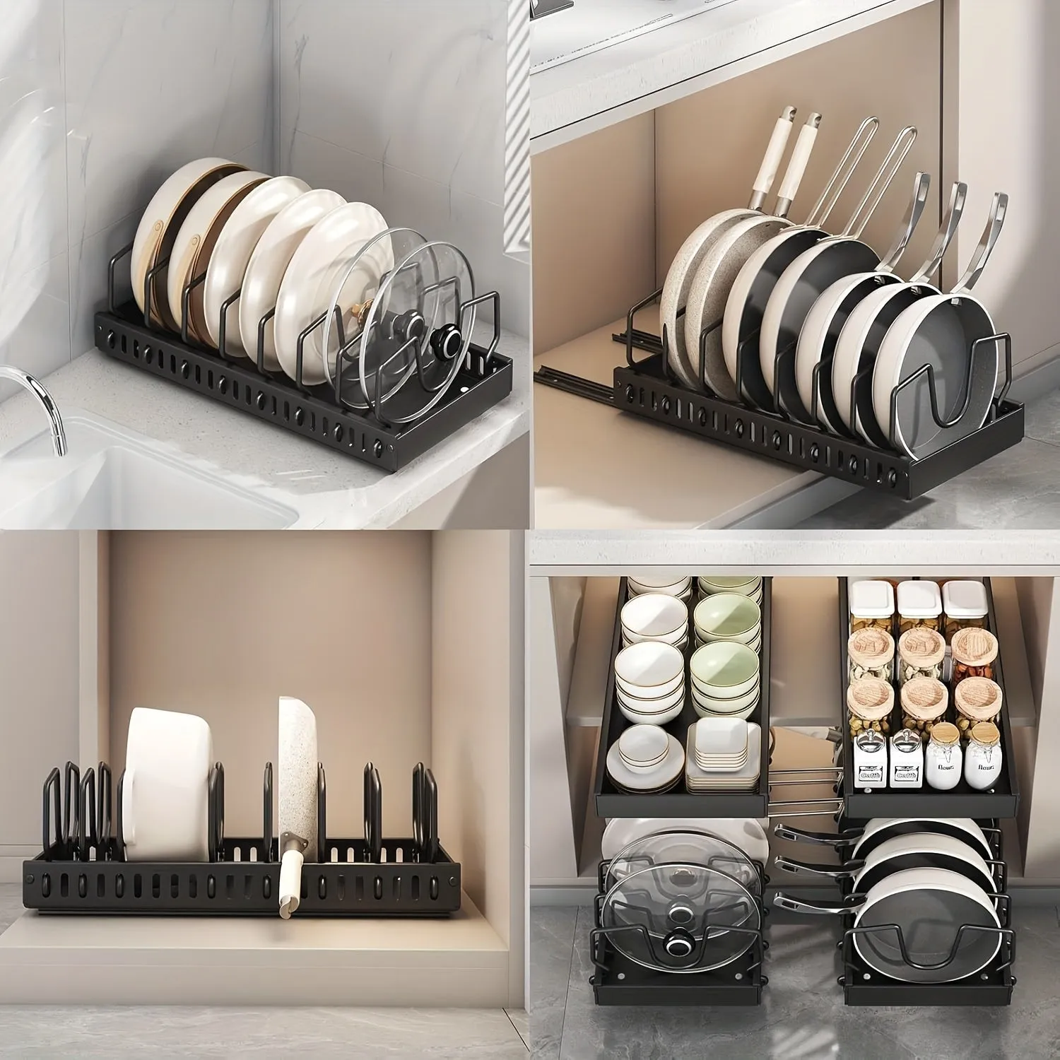Metal Pull-Out Cabinet Organizer for Pots and Pans