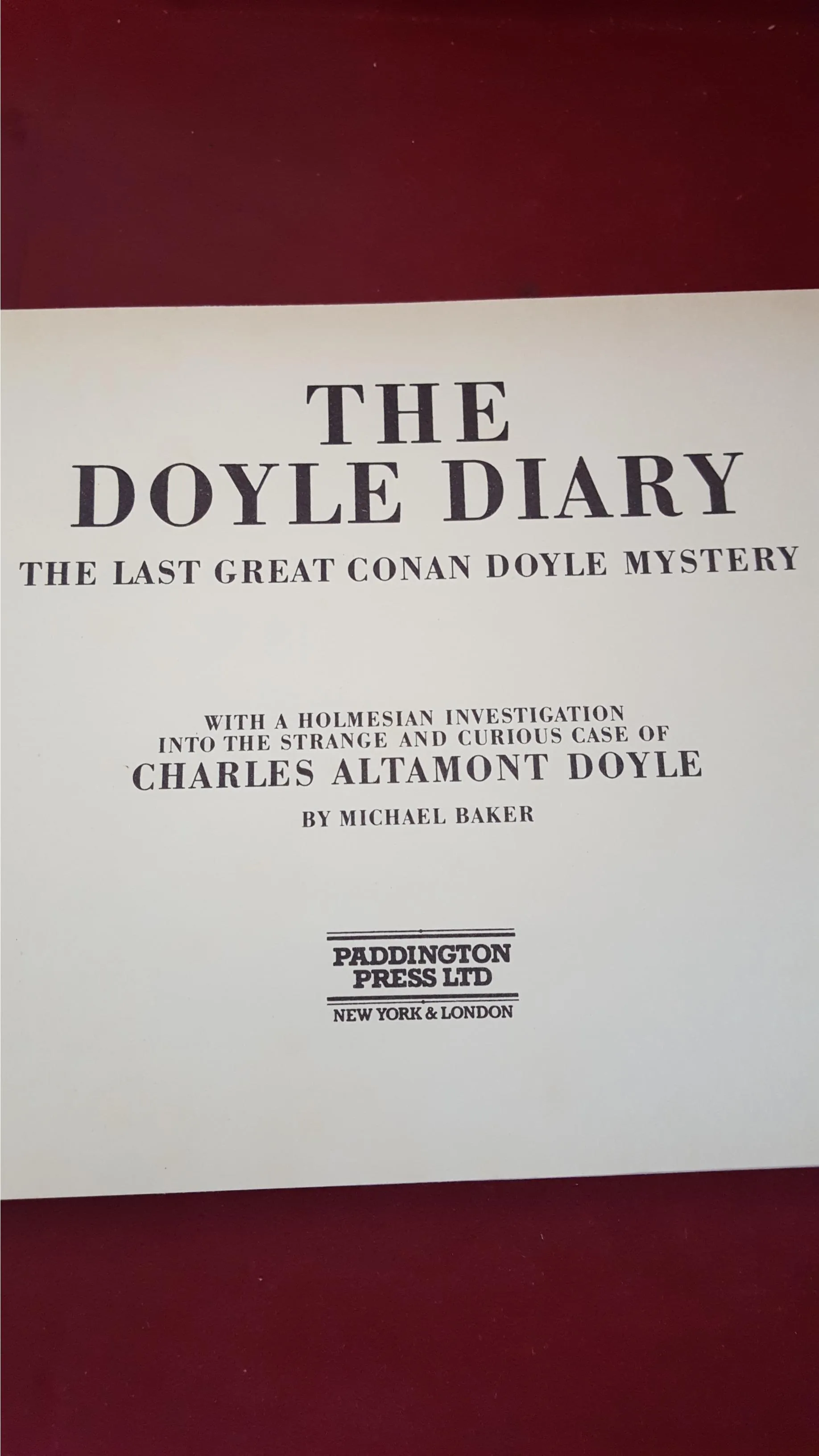 Michael Baker - The Doyle Diary, Paddington Press, 1978, First Edition