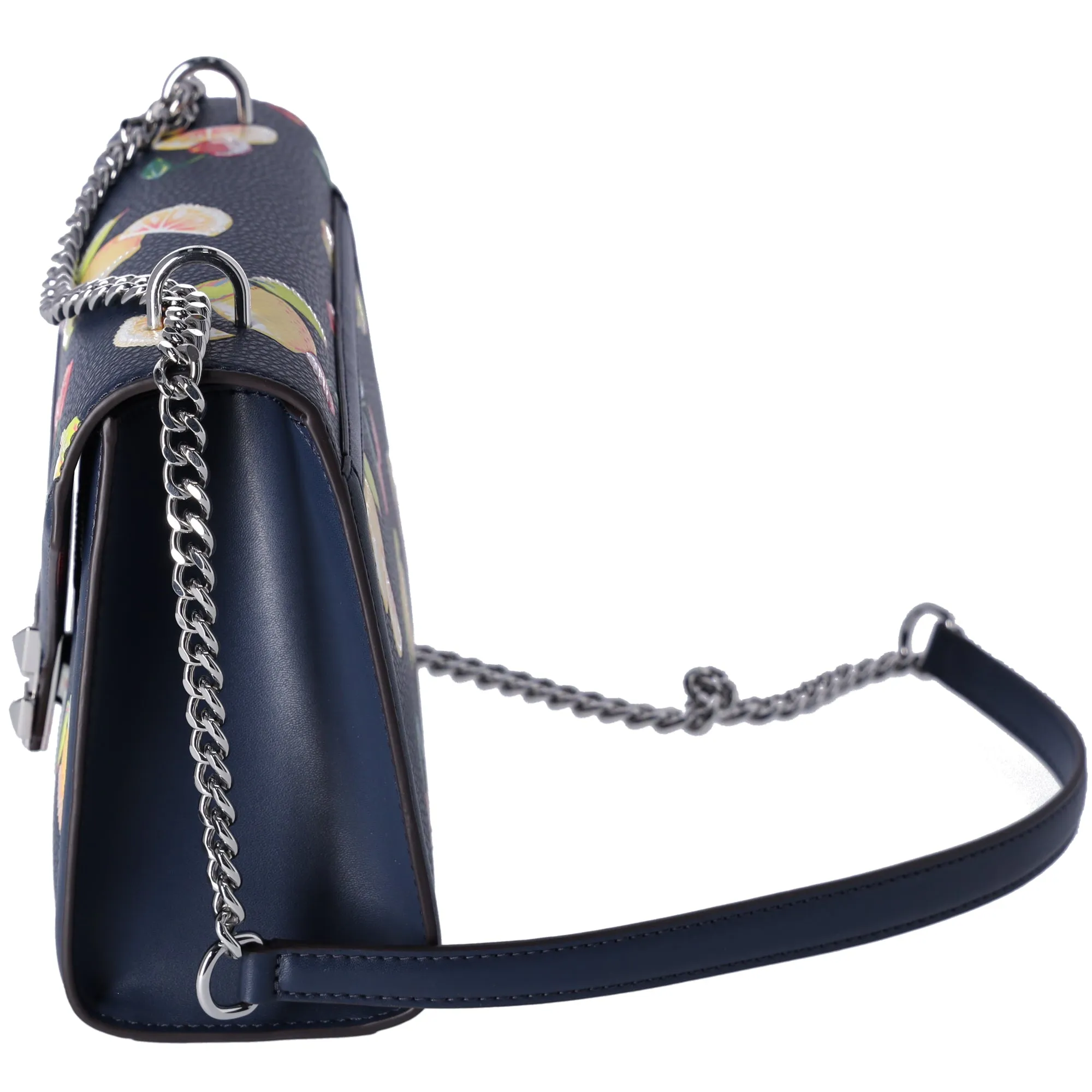 Michael Kors Whitney Medium Flap Shoulder Bag Fruit Print Navy Multi