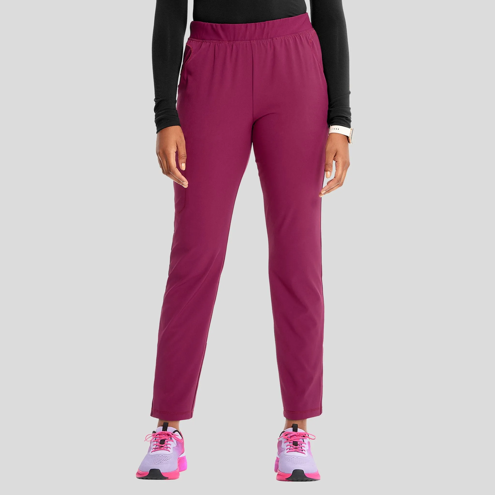 Mid Rise Pull-on Tapered Leg Cargo Pant | Wine