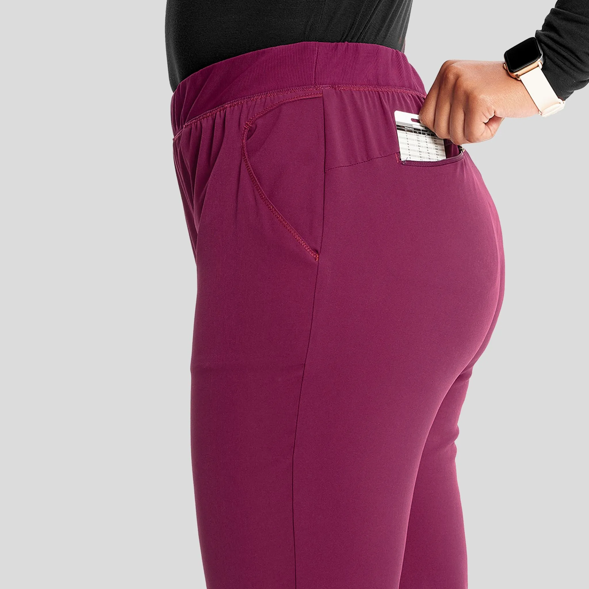 Mid Rise Pull-on Tapered Leg Cargo Pant | Wine