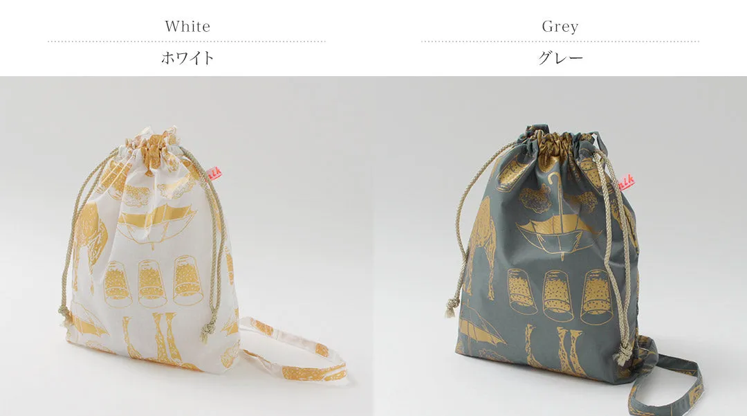 MIKAMI / Printed Nylon Drawstring Bag Shoulder Bag