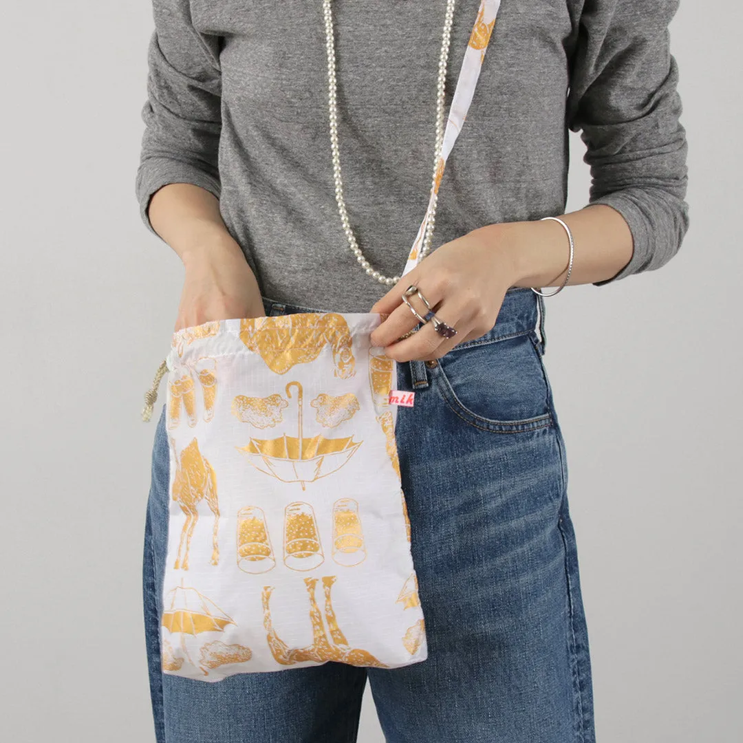 MIKAMI / Printed Nylon Drawstring Bag Shoulder Bag