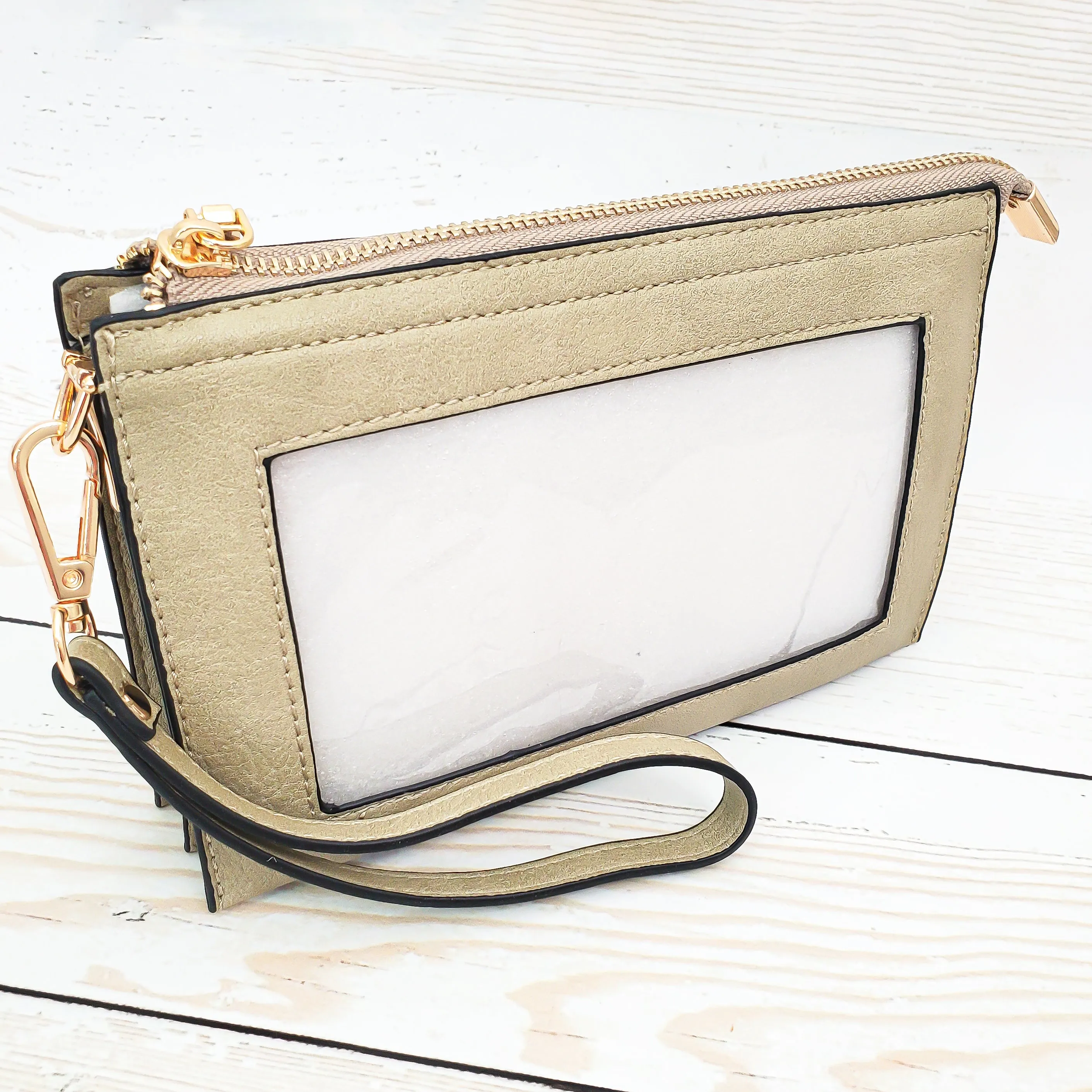 Monogrammed Vegan Leather Cell Phone Window Clutch 3 Compartment Crossbody Purse Bridesmaid Gift - 6 Colors