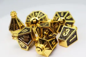 Moonlit Lantern: Golden Earthen Flame - Metal RPG Dice Set