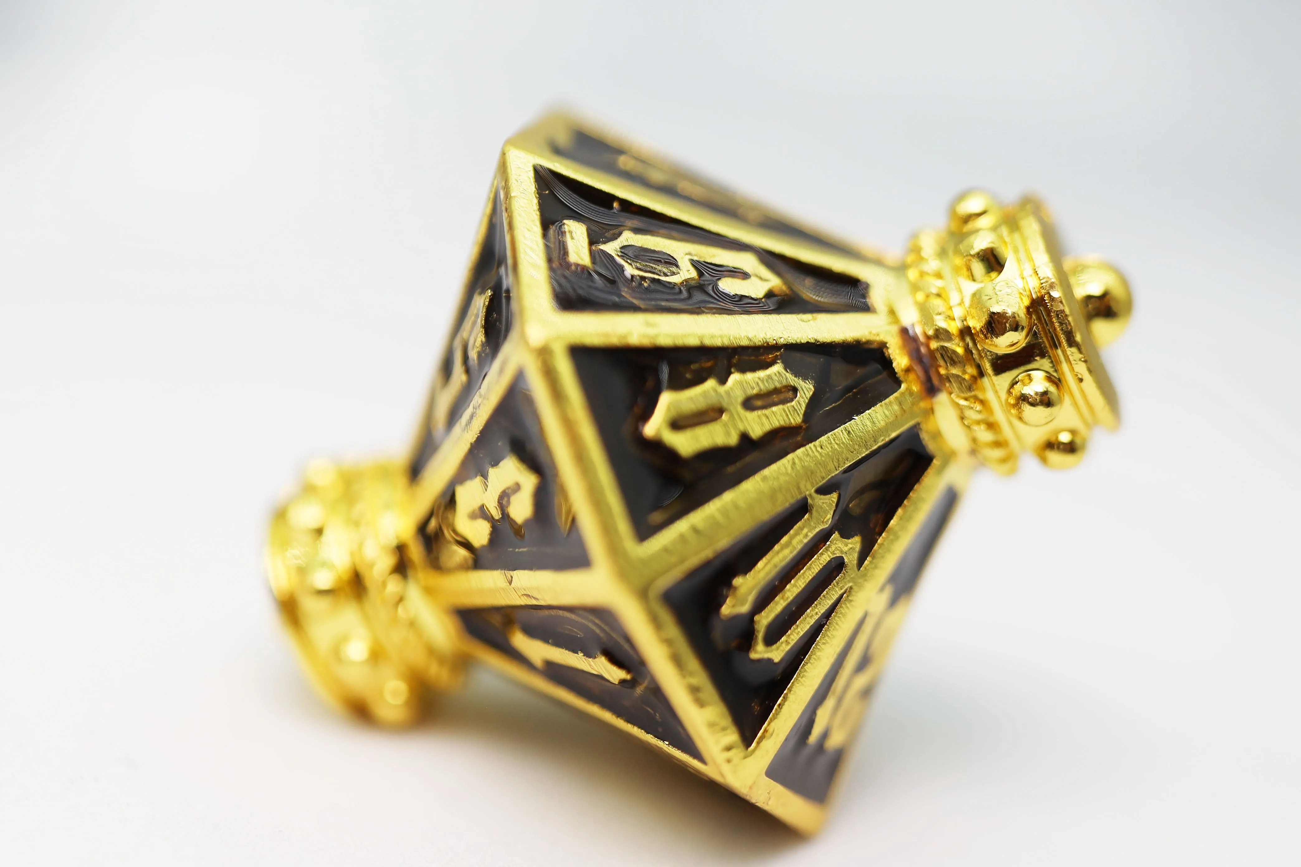 Moonlit Lantern: Golden Earthen Flame - Metal RPG Dice Set