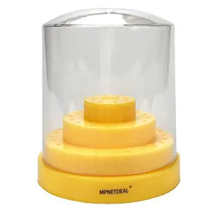 Mpnetdeal Nail Drill Bits Holder with Dust Proof Cover 48 Big Holes Storage Stand Displayer Container Organizer Box Case, Acrylic Nails Necessary Tools for Home Use or Nail Salon(Yellow)