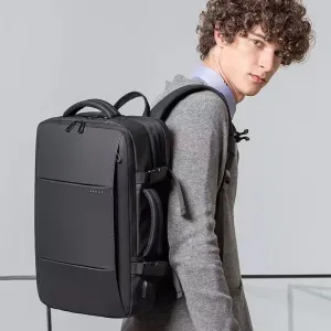 Multi-Layered Travel Backpack 17-inches Expandable Laptop Pack in Black