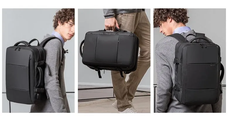 Multi-Layered Travel Backpack 17-inches Expandable Laptop Pack in Black