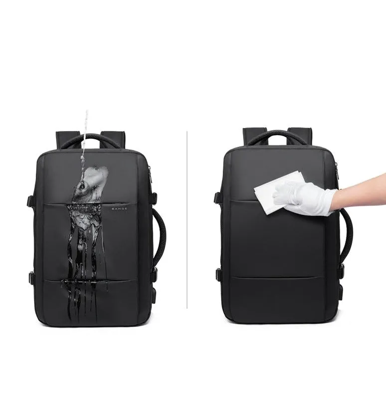 Multi-Layered Travel Backpack 17-inches Expandable Laptop Pack in Black