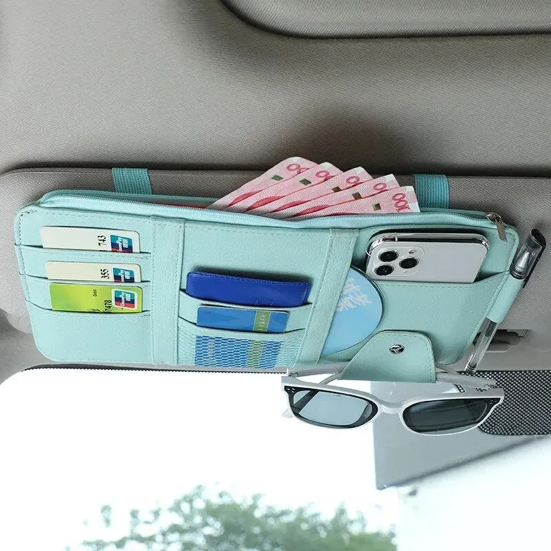 Multi-Pocket Car Sun Visor Organizer with Pen Holder
