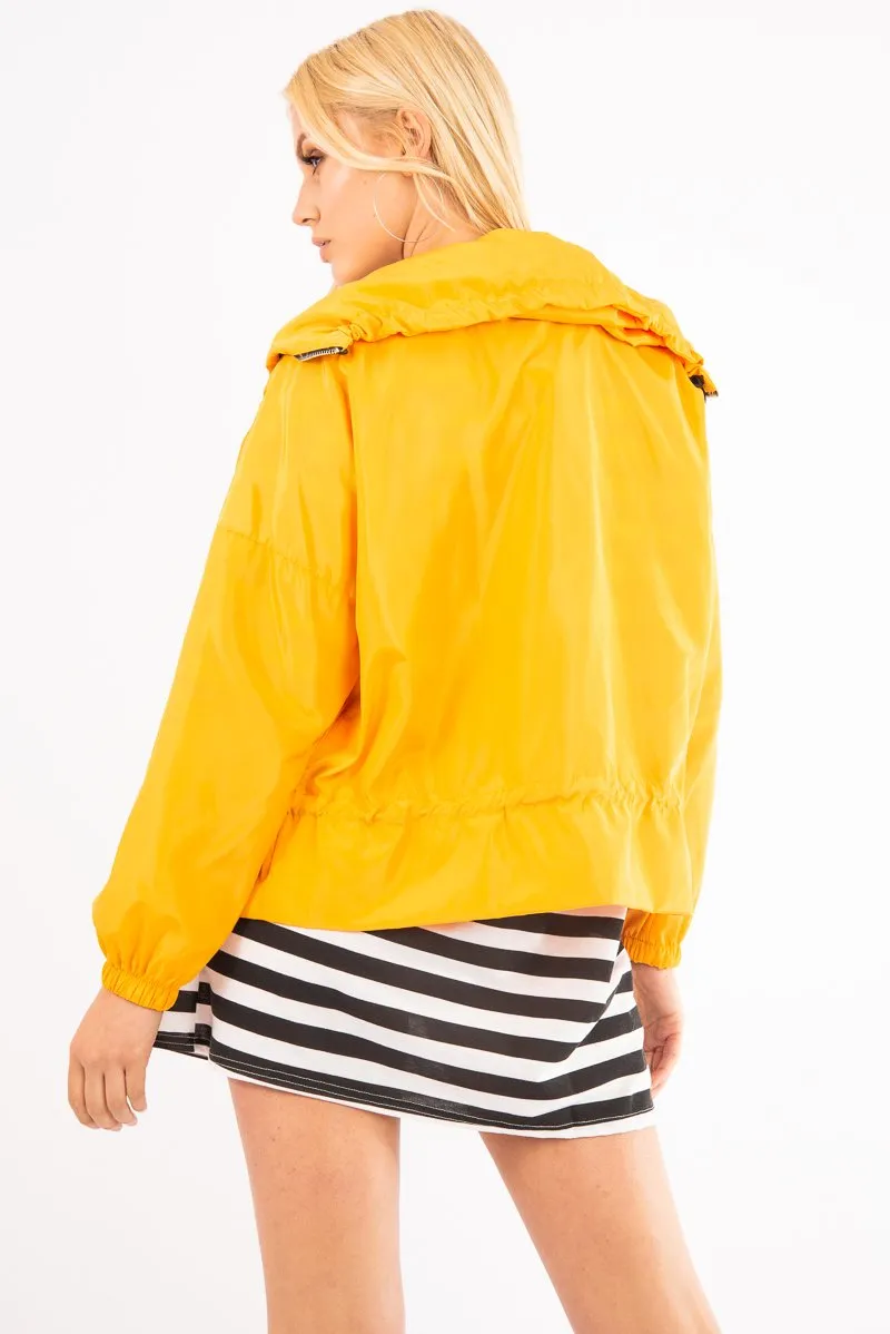 Mustard Zip Front Rain Jacket - Idalie