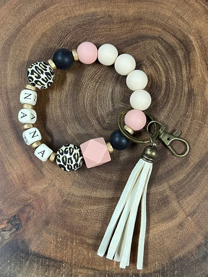 Nana Silicone Bead Keychain Wristlet