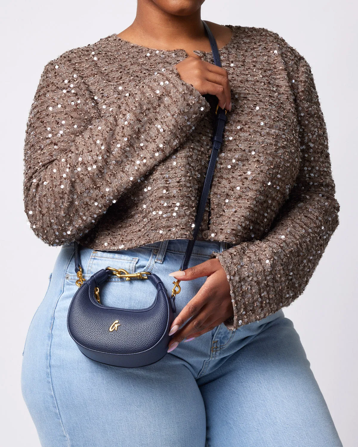 NANO PEBBLE HOBO BAG - NAVY