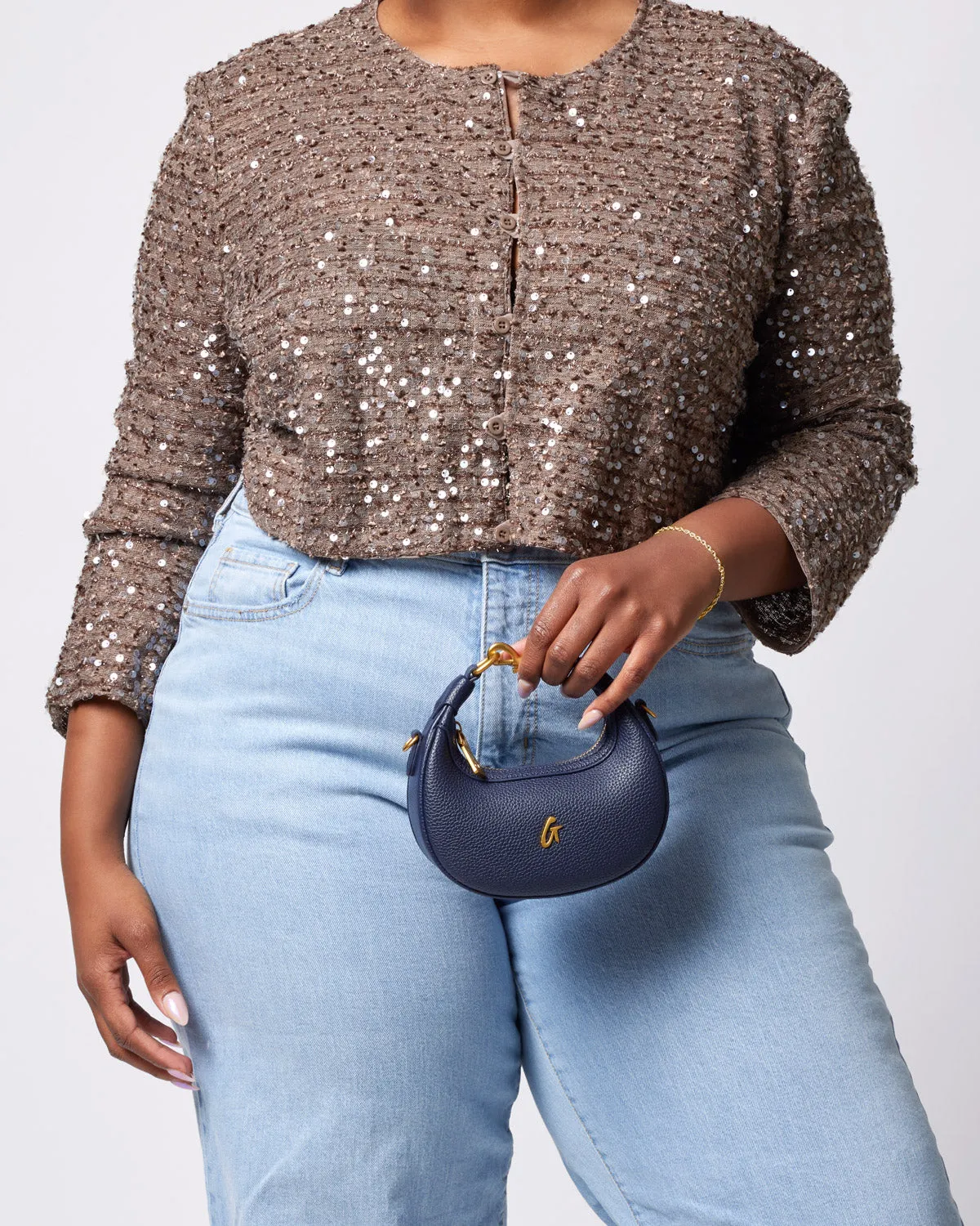 NANO PEBBLE HOBO BAG - NAVY