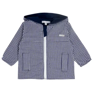Navy & White Gingham Check Lightweight Jacket