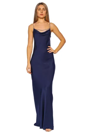 Navy Chain Detailed Maxi Dress