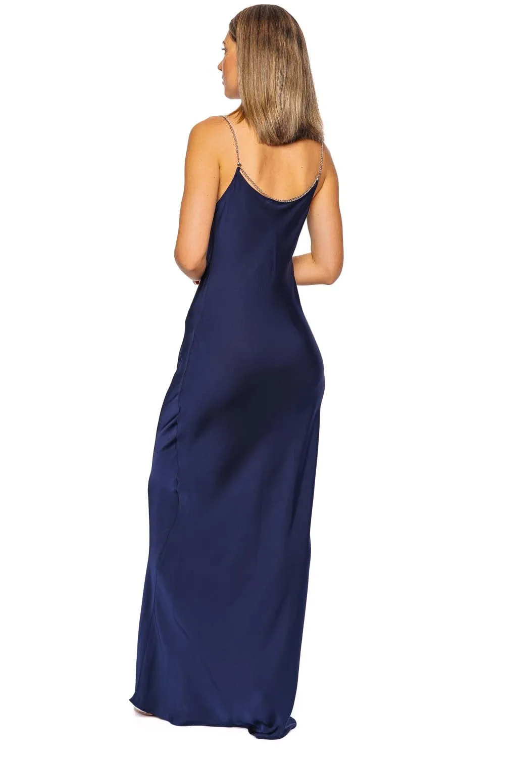 Navy Chain Detailed Maxi Dress