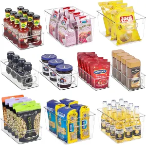 NEW Clear Fridge Organizer Bins Set - 10 Piece Plastic Refrigerator Organizers and Storage Bins, Clear Freezer Storage Bins, Fridge Organization Bins, Snack Organizer Fridge Bins with Handle for Freezer