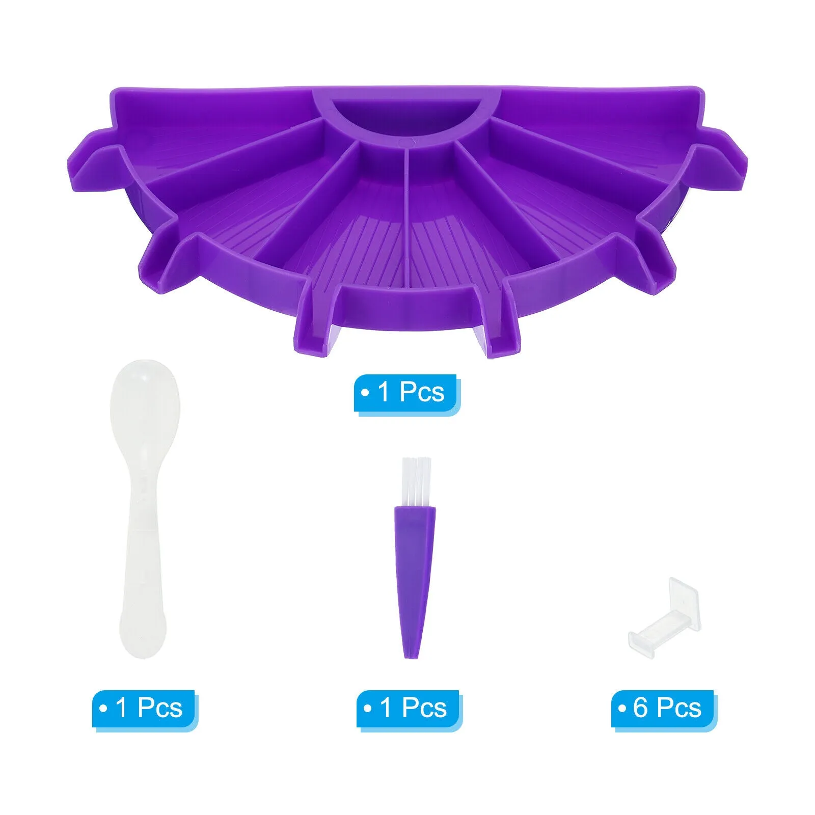 New diamond painted Tray, 1 Set Diamond Art Trays Bead Tray Organizer, Purple! 1 x diamond tray, &nbsp; 1 x Paint Brush, 1 x Spoon, 6 x Plugs