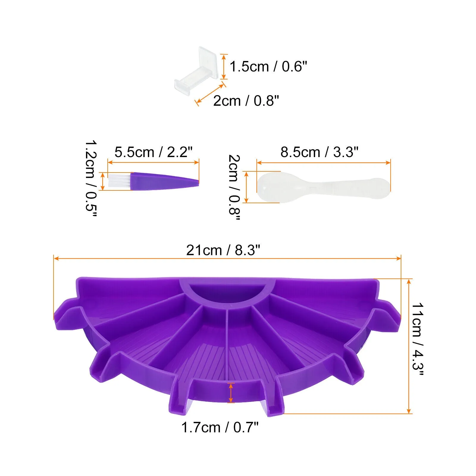 New diamond painted Tray, 1 Set Diamond Art Trays Bead Tray Organizer, Purple! 1 x diamond tray, &nbsp; 1 x Paint Brush, 1 x Spoon, 6 x Plugs