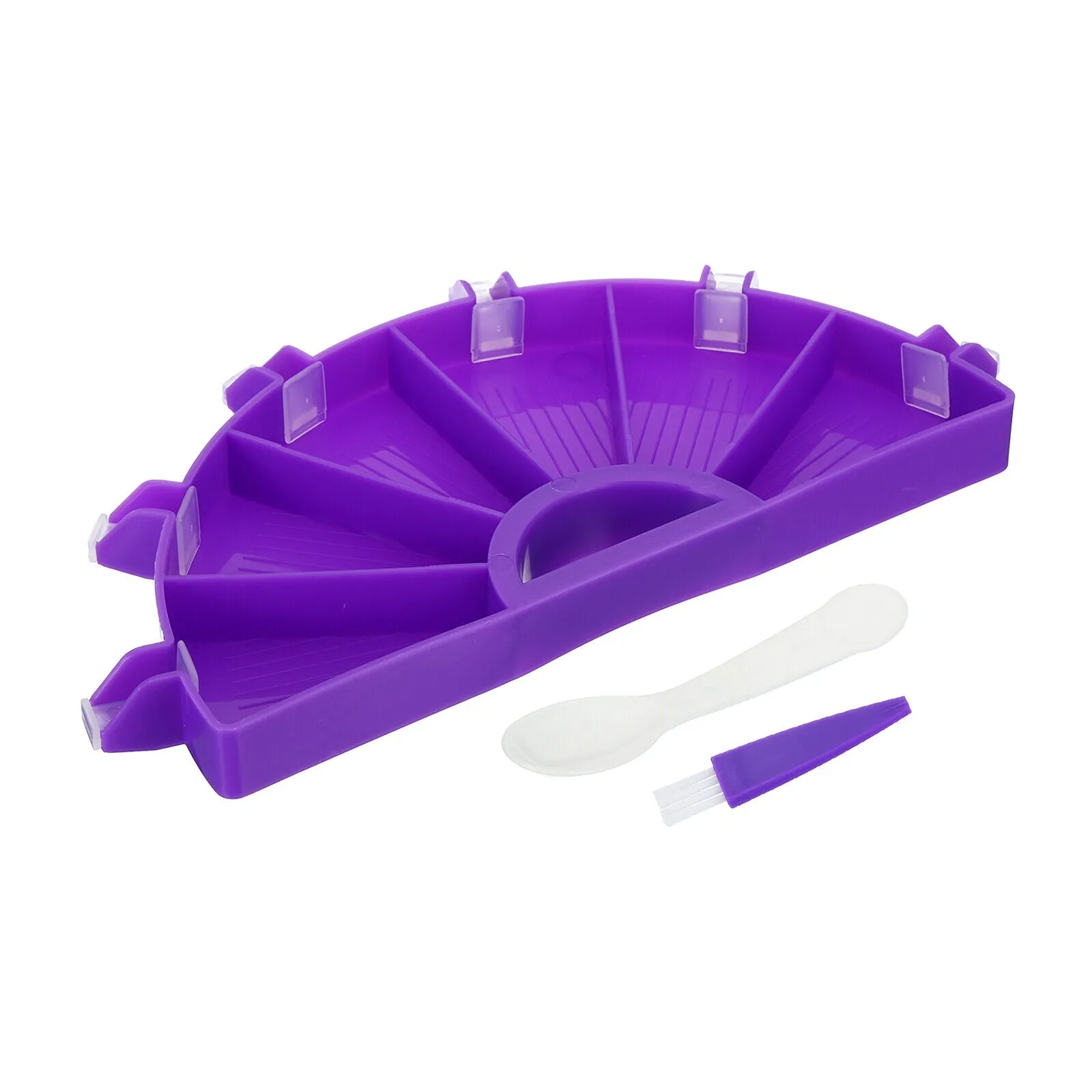 New diamond painted Tray, 1 Set Diamond Art Trays Bead Tray Organizer, Purple! 1 x diamond tray, &nbsp; 1 x Paint Brush, 1 x Spoon, 6 x Plugs