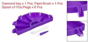 New diamond painted Tray, 1 Set Diamond Art Trays Bead Tray Organizer, Purple! 1 x diamond tray, &nbsp; 1 x Paint Brush, 1 x Spoon, 6 x Plugs