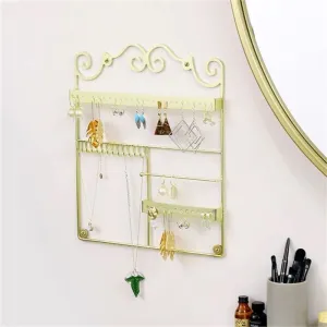 New MYGIFT NECKLACE & JEWELRY WALL ORGANIZER Brass Tone Metal Elegant Scrollwork, Hanging