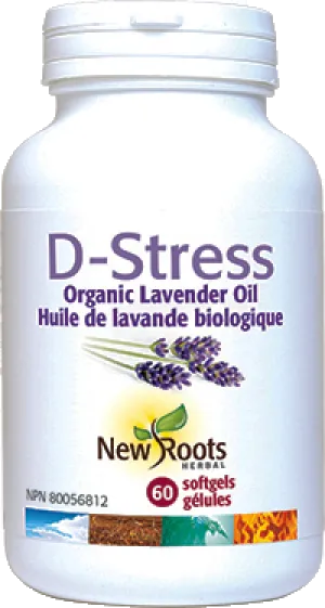 New Roots D-Stress Anxiety Relief Lavender Oil 60 Softgels
