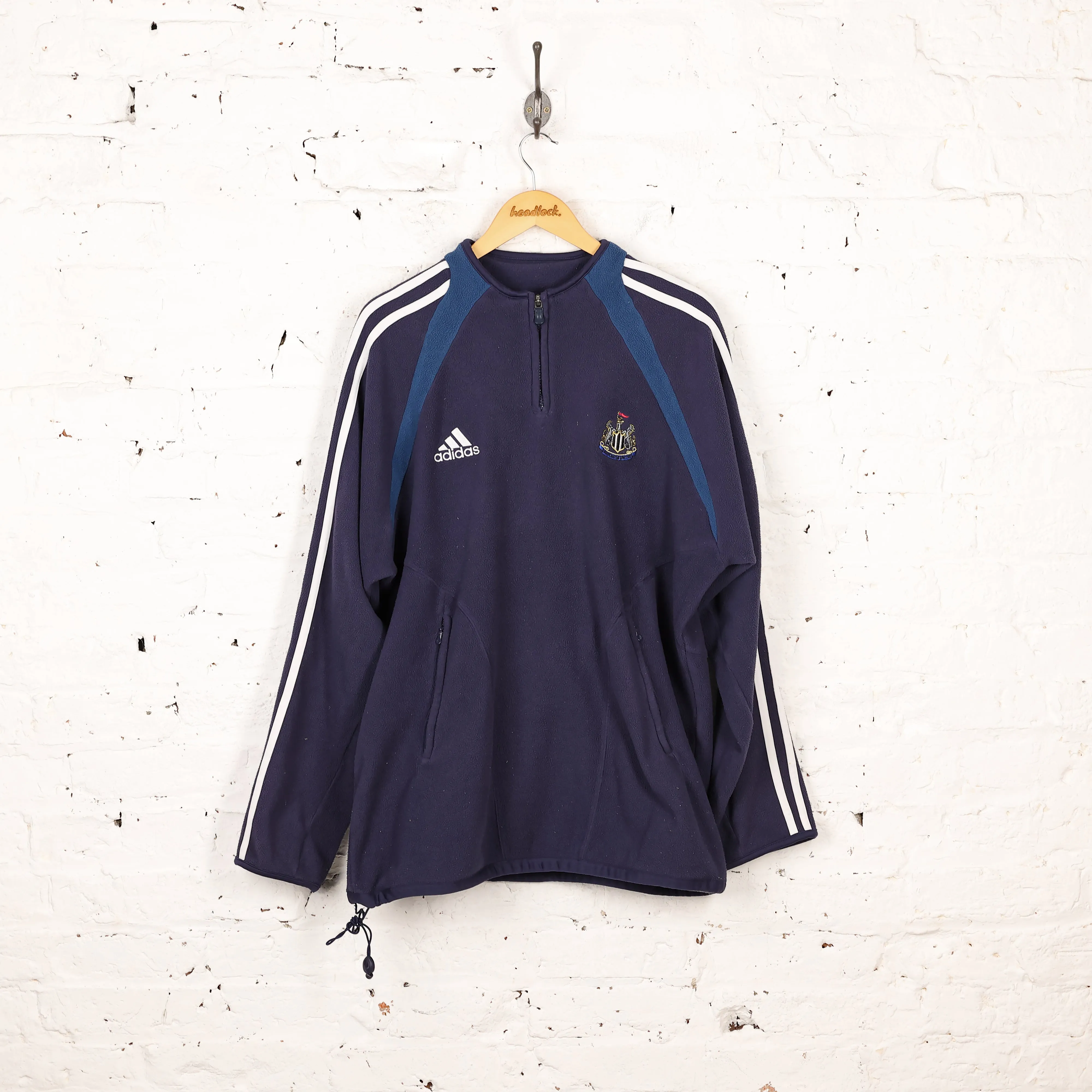 Newcastle United 1/4 Zip Adidas Football Fleece - Blue - XL