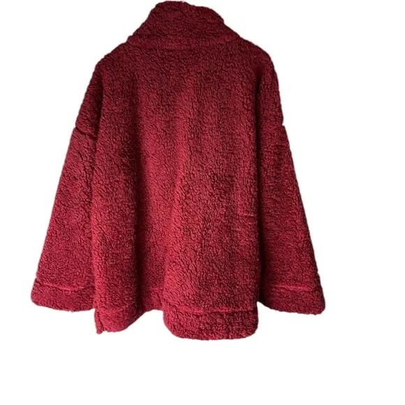 NWT Anthropologie  Annette Sherpa Pullover Sweater 1/4 zip Cozy w/pockets Fuzzy