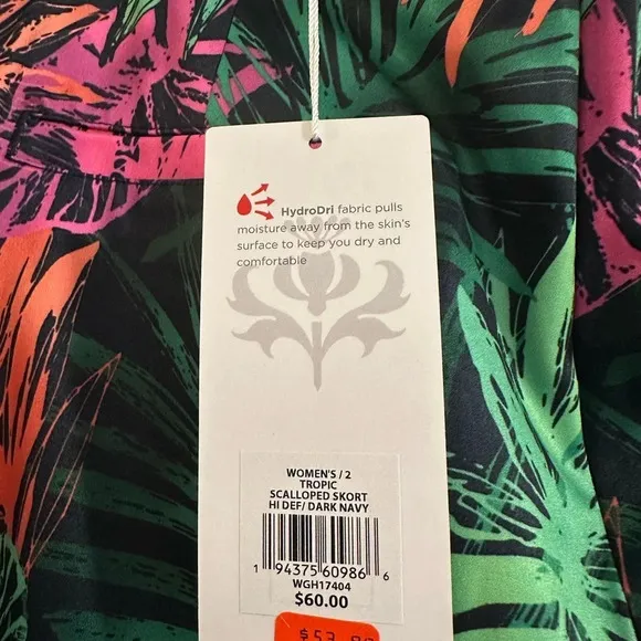 NWT Size 2 Lady Hagen Patterned Athletic Skort with Scalloped Bottom