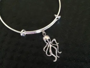 Octopus Charm Bracelet Expandable Adjustable Wire Bangle Inspirational Meaningful Trendy Handmade Nautical
