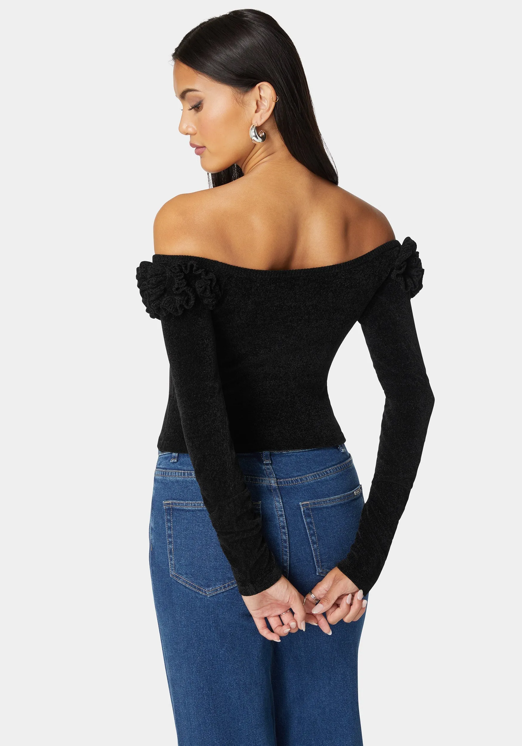 Off Shoulder Ruffle Detail Sweater
