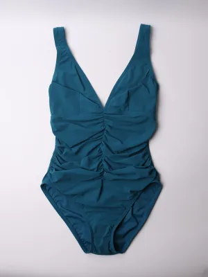 One Piece V Neck Ruching In Juniper