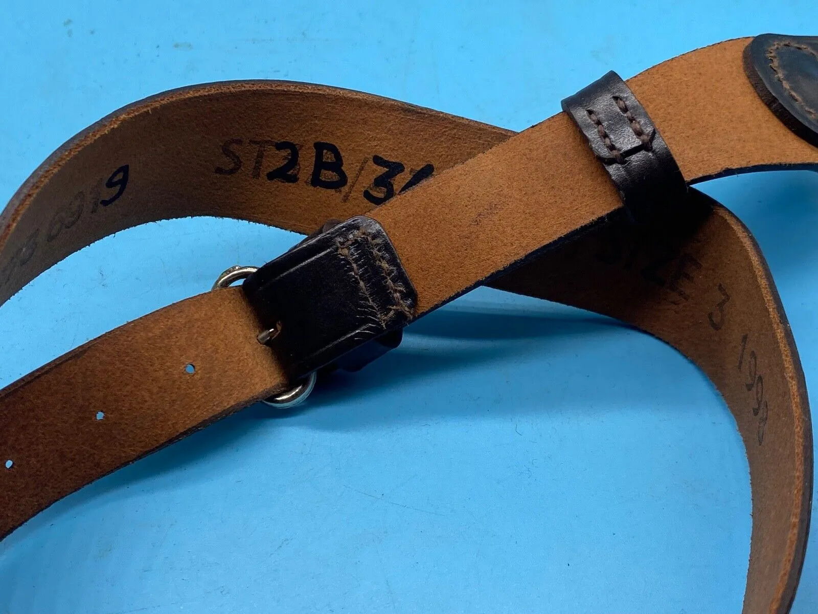 Original British Army Officer's Sam Browne Leather Shoulder Strap - Marked 37"