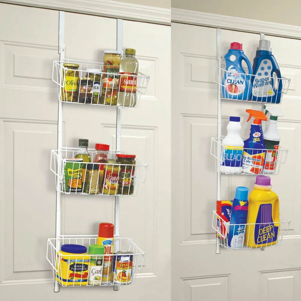 Overdoor Storage Baskets - 3 Removable Hanging Baskets