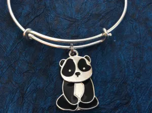 Panda on Expandable Adjustable Wire Bangle Gift Trendy Unique Bracelet Trendy Fun Unique Handmade Made in USA