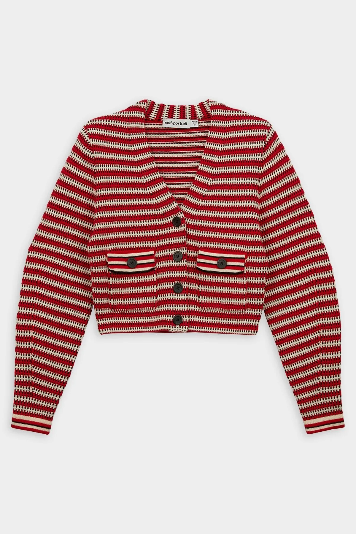 Patterned Knit Cardigan in Red