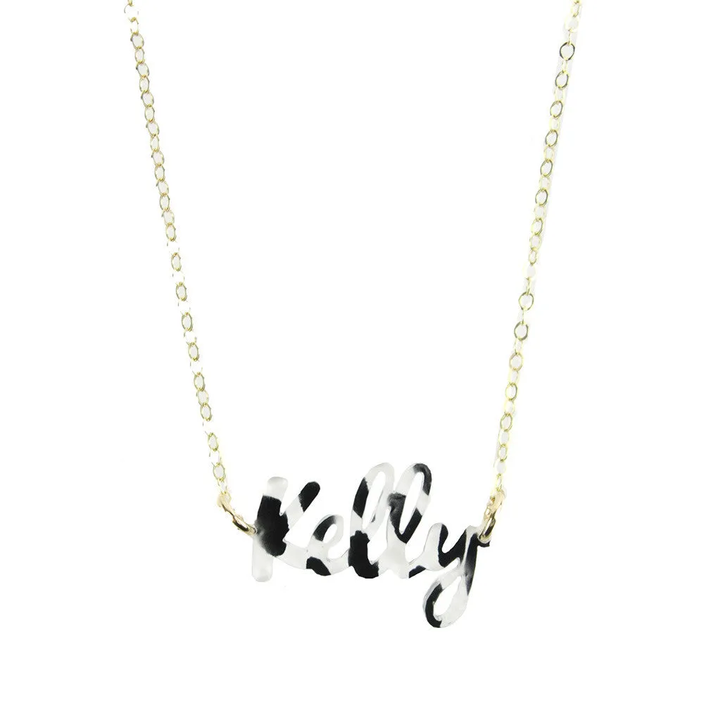 Patterned Lauren Nameplate Necklace (WS)
