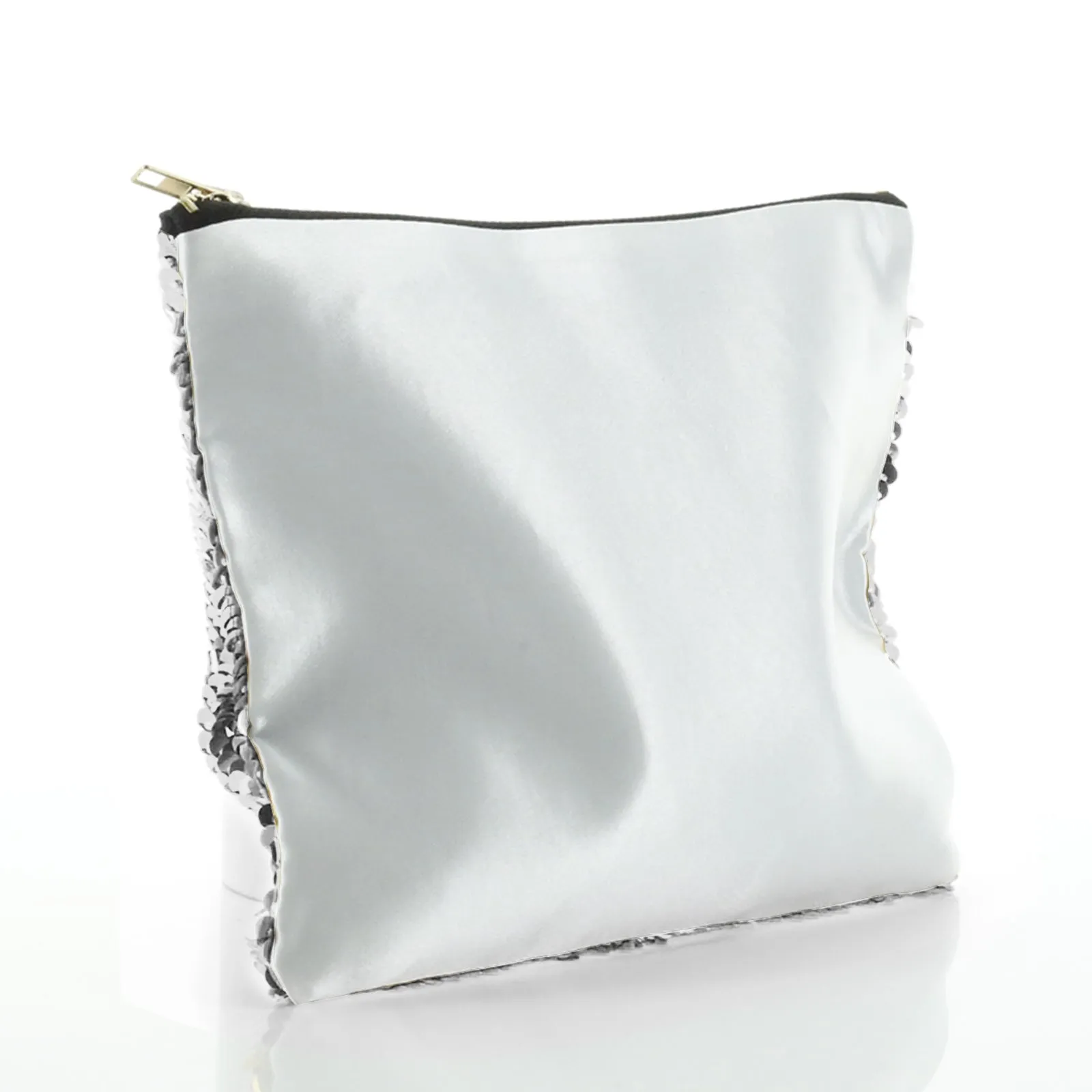 Personalised Sequin Zip Bag with Brown Cow Yellow Sunflowers and Cute Text