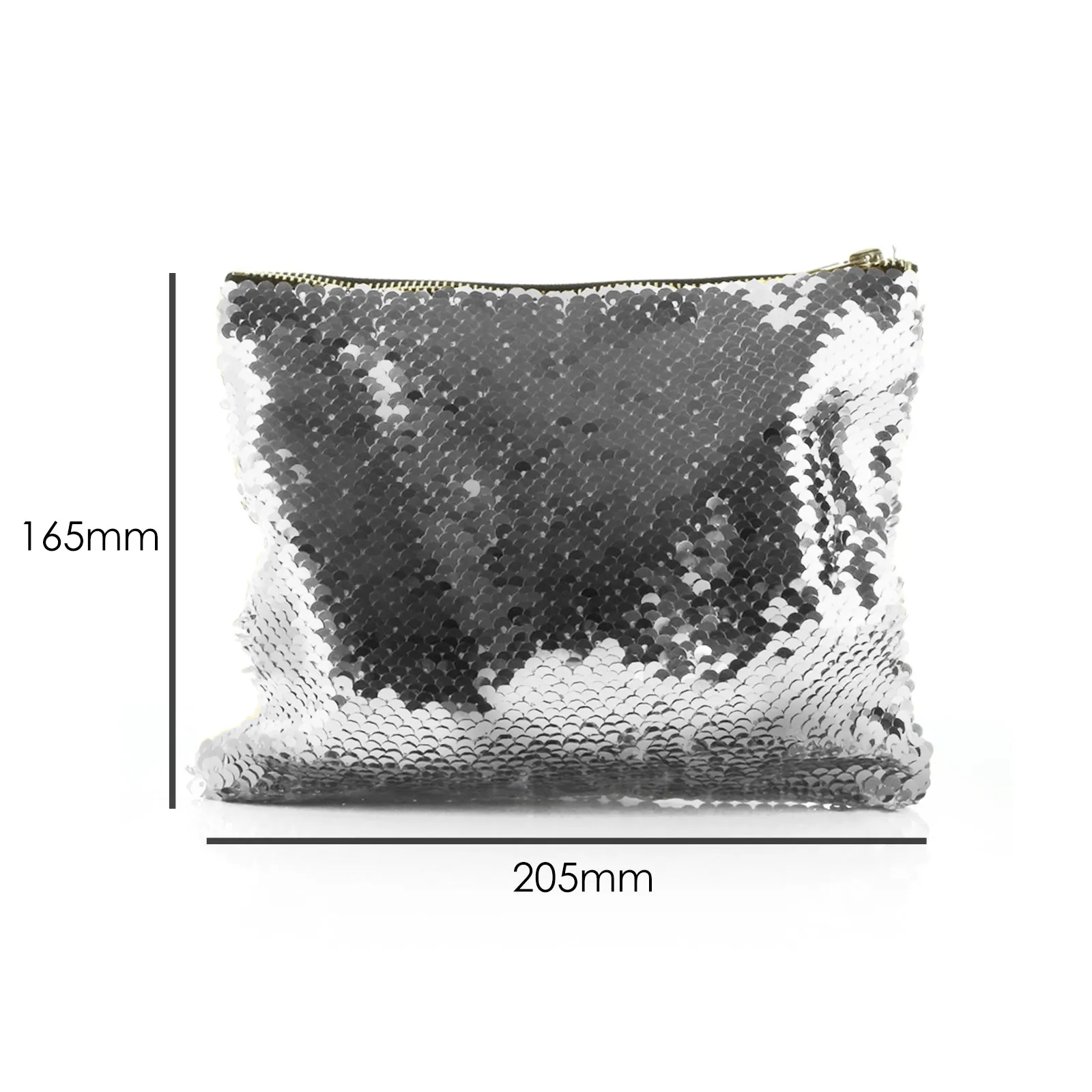Personalised Sequin Zip Bag with Stylish Text and Pink Love Landscape Print
