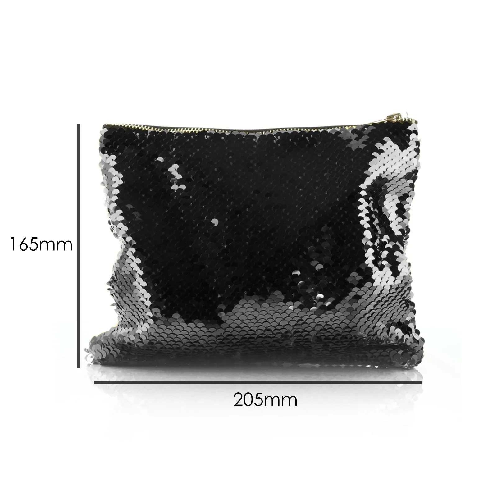 Personalised Sequin Zip Bag with Stylish Text and Pink Love Landscape Print