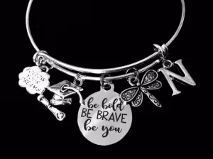 Personalized Class Jewelry Graduation Charm Bracelet Be Bold Be Brave Be You Expandable Bangle Diploma Graduation Cap Adjustable Bangle Gift Follow Your Dreams Dragonfly Initial Bracelet