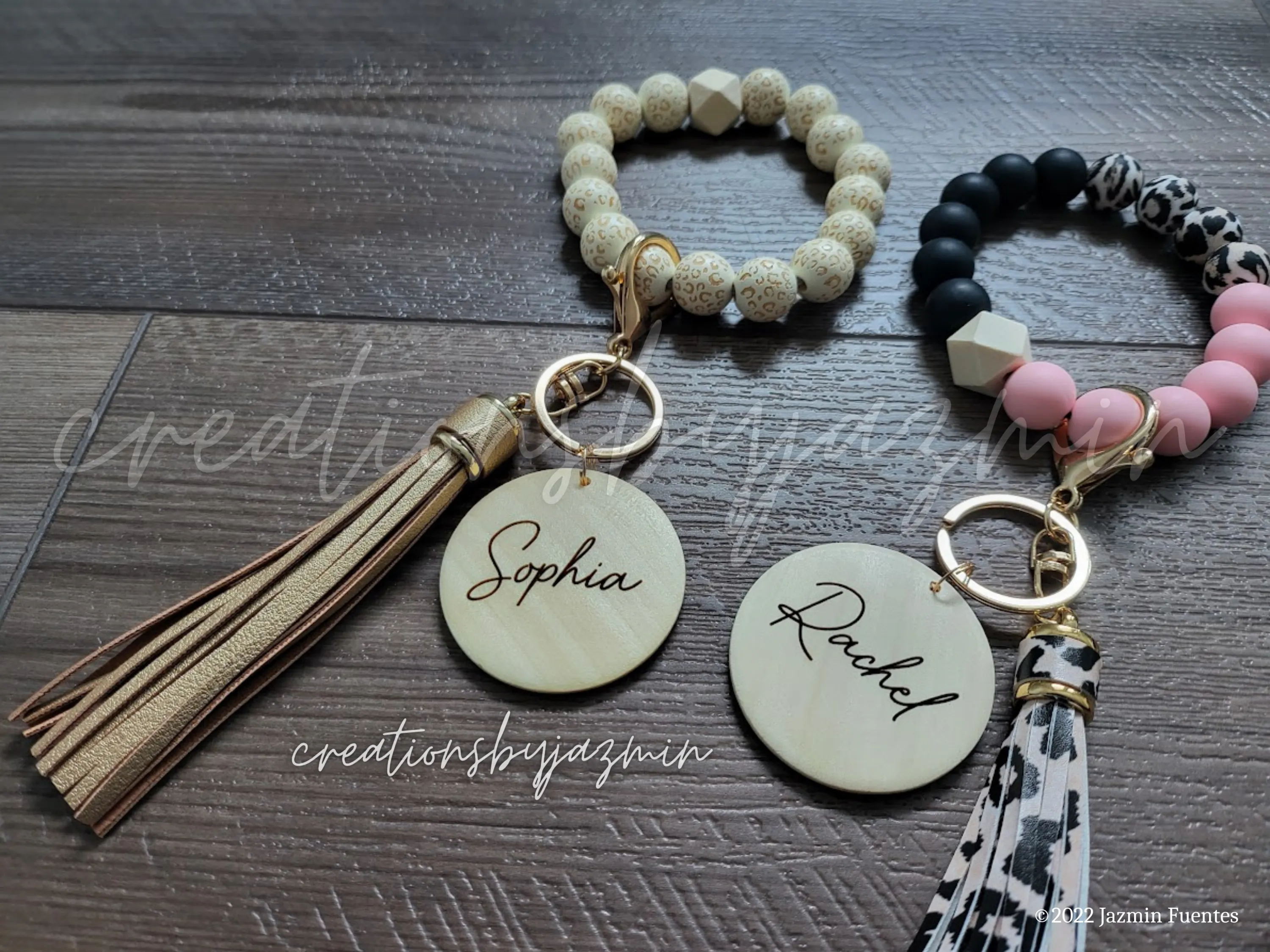 Personalized Name Keychain Wristlet, Mother's Day Gift, Gift For Her, Cute Beaded Keychains With Tassel