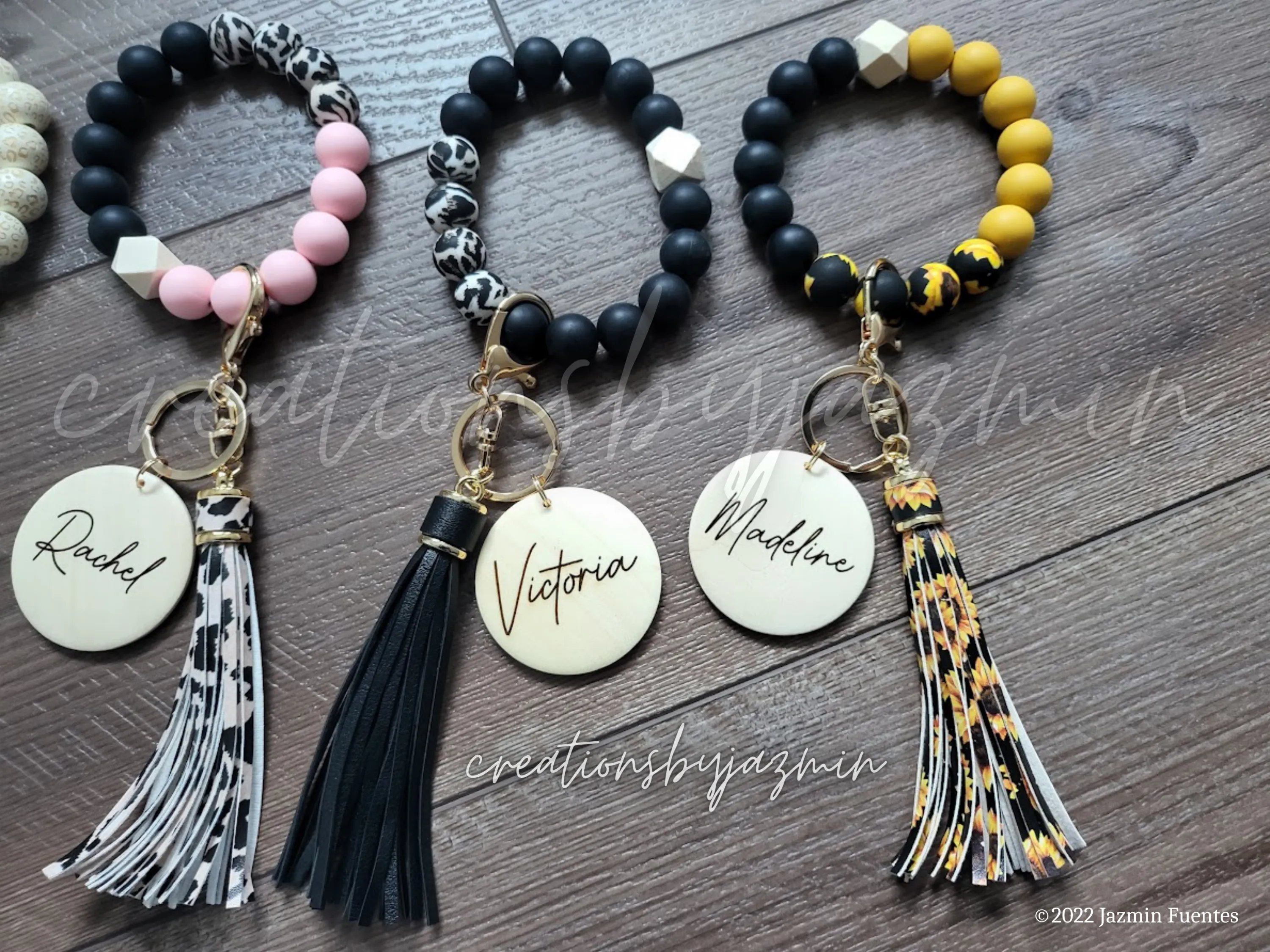 Personalized Name Keychain Wristlet, Mother's Day Gift, Gift For Her, Cute Beaded Keychains With Tassel