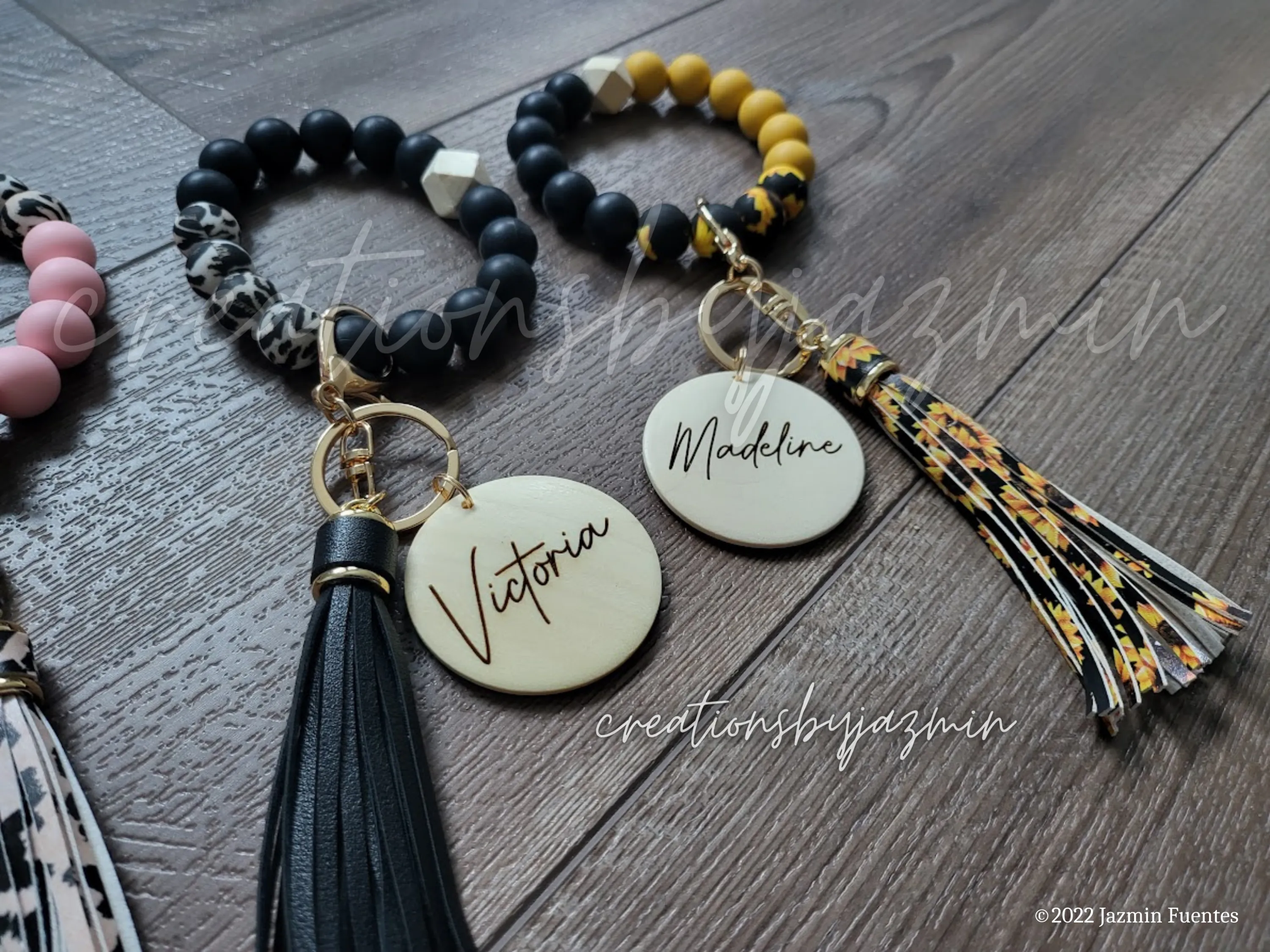 Personalized Name Keychain Wristlet, Mother's Day Gift, Gift For Her, Cute Beaded Keychains With Tassel